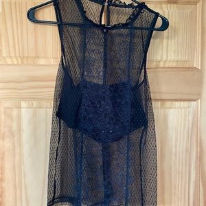 Express Sheer Lace Black Sleeveless Top